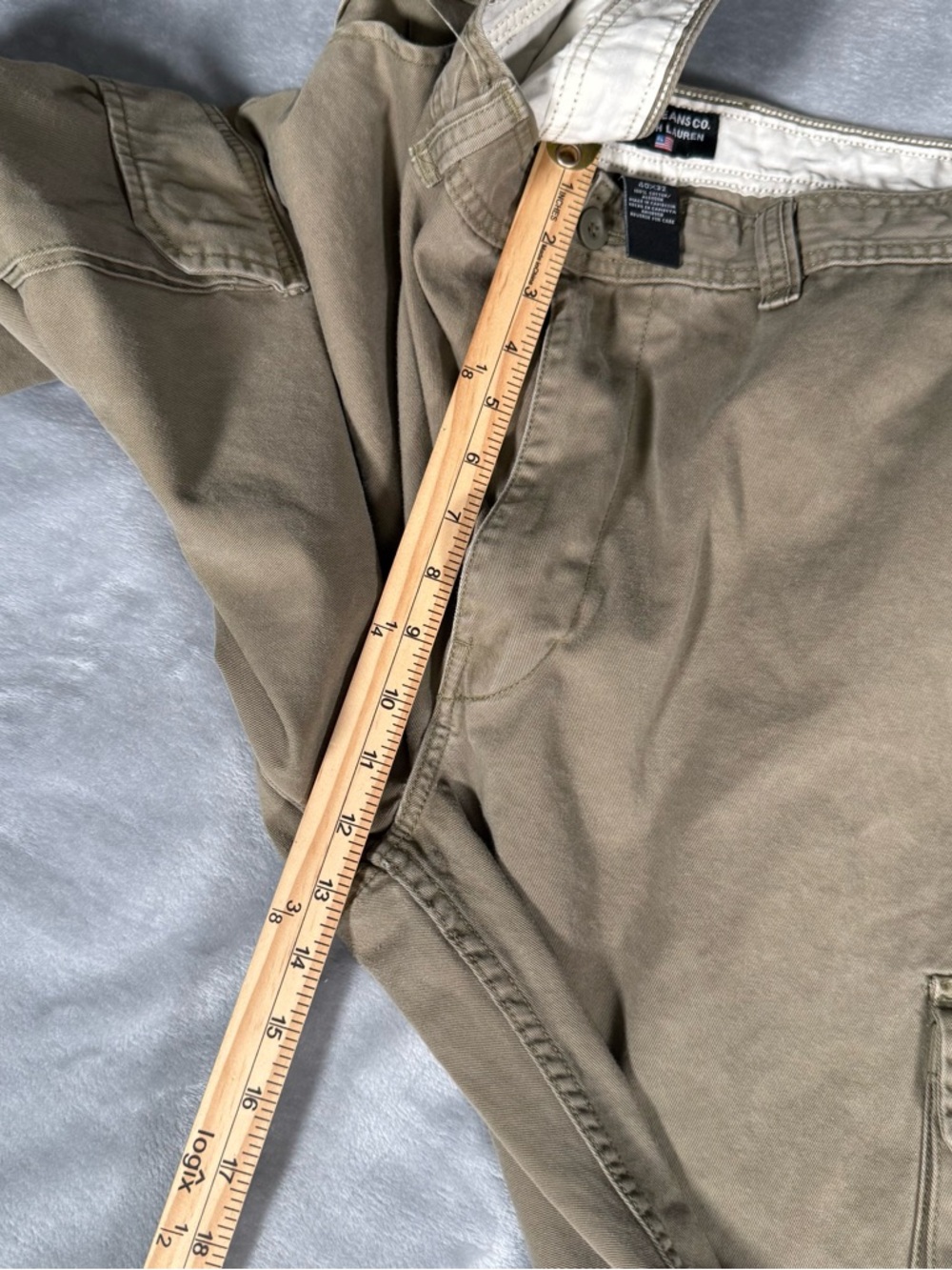 Vintage Polo Jeans Co Cargo Pants Mens 40x32 (Fits 39x30) Wide Leg Y2K Green - Picture 13 of 13